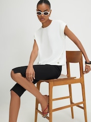 River Island Κοντομάνικο Μπλούζα με Λεπτομέρεια με Κουμπιά και Shell - Εικόνα 2 από 4