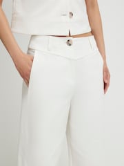 River Island White Cotton Blend Barrel Leg Trousers - Image 3 of 4