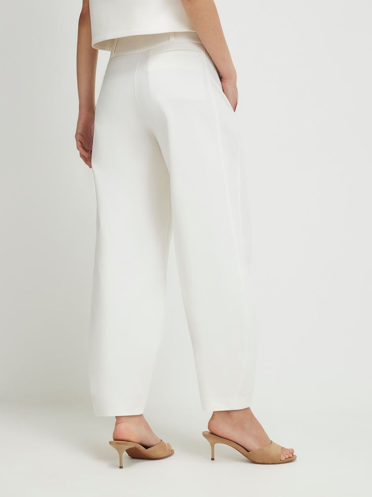 River Island White Cotton Blend Barrel Leg Trousers - Image 4 of 4 River Island White Cotton Blend Barrel Leg Trousers - Image 4 of 4