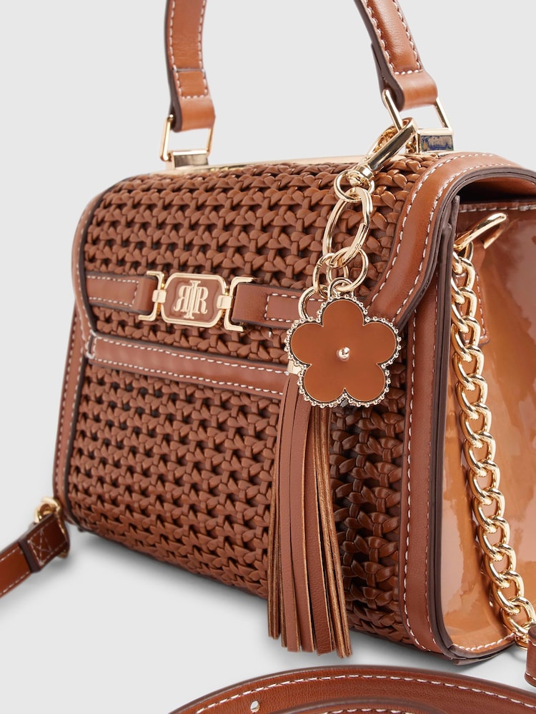River Island Brown Mini Weave Tote Bag - Image 6 of 6