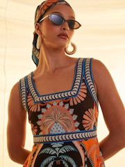 Vestido largo sin mangas con estampado de palmeras de River Island - Imagen 3 de 4