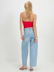 River Island Mid Rise Ripped Barrel Leg Jeans - תמונה 3 מתוך 4