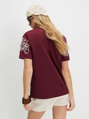 River Island Brown Short Sleeve Cutwork Embroidered T-Shirt - Image 4 of 4