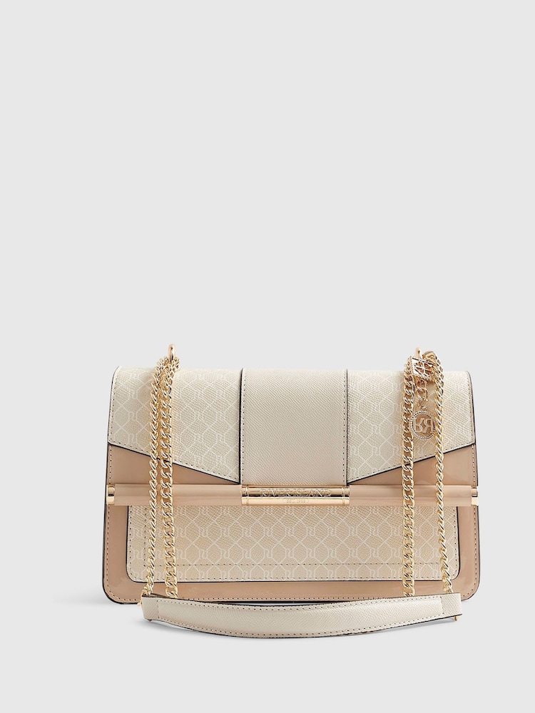 River Island Brown Monogram Bar Front Shoulder Bag - Image 2 of 6 River Island Brown Monogram Bar Front Shoulder Bag - Image 2 of 6