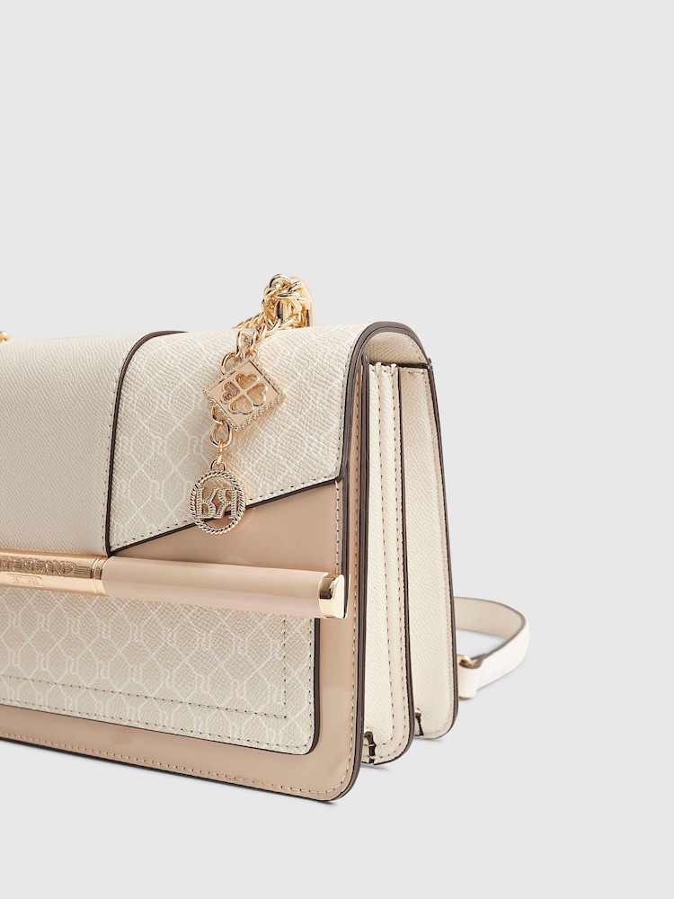 River Island Brown Monogram Bar Front Shoulder Bag - Image 6 of 6 River Island Brown Monogram Bar Front Shoulder Bag - Image 6 of 6