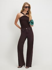 River Island Brown High Rise Relaxed Straight Jeans - Image 1 of 4