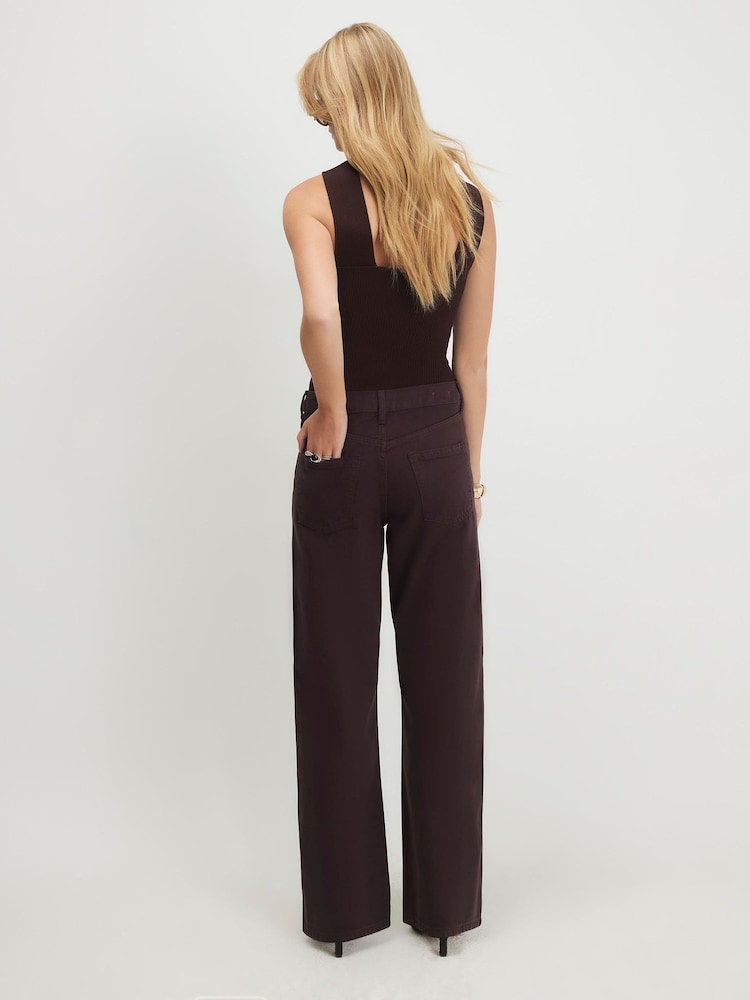 River Island Brown High Rise Relaxed Straight Jeans - Image 4 of 4