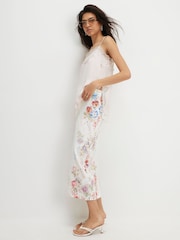 River Island Cream Floral Print Slip Midi Skirt - Image 3 of 4