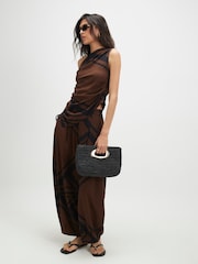 River Island Brown Sleeveless Printed Asymmetric Drape Top - Image 1 of 4