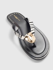 River Island Black Hardware Toe Thong Sandals - Image 5 of 6