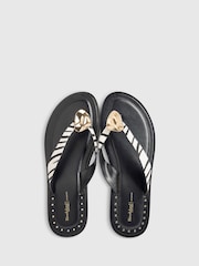 River Island Black Hardware Toe Thong Sandals - Image 6 of 6