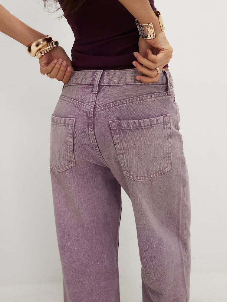 River Island Purple High Rise Relaxed Straight Jeans - Image 2 of 4