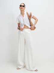 Puti - River Island Short Sleeve Button Front Blouse - Larawan 3 ng 4
