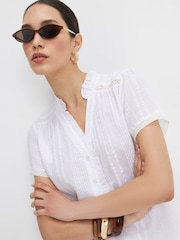 Puti - River Island Short Sleeve Button Front Blouse - Larawan 4 ng 4