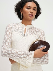 River Island Brown Long Sleeve Lace Mini Dress - Image 2 of 3