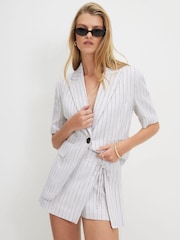 River Island Cream Linen Blend Tie Side Skort - Image 2 of 4