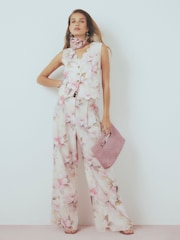 River Island Linen Blend Floral Print Wide Leg Trousers - 4의 이미지 1