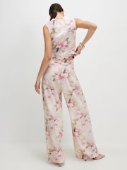 River Island Linen Blend Floral Print Wide Leg Trousers - 4의 이미지 3