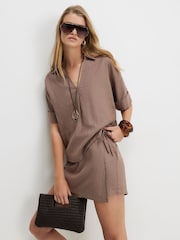 River Island Tie Side Linen Blend Skort - صورة 2 من 4
