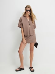 River Island Tie Side Linen Blend Skort - صورة 4 من 4
