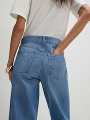 River Island Blue Mid Rise Slim Straight Leg Cropped Jeans - Image 4 of 4
