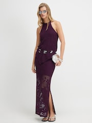 Pollera larga de crochet con estampado floral de River Island - Imagen 1 de 4