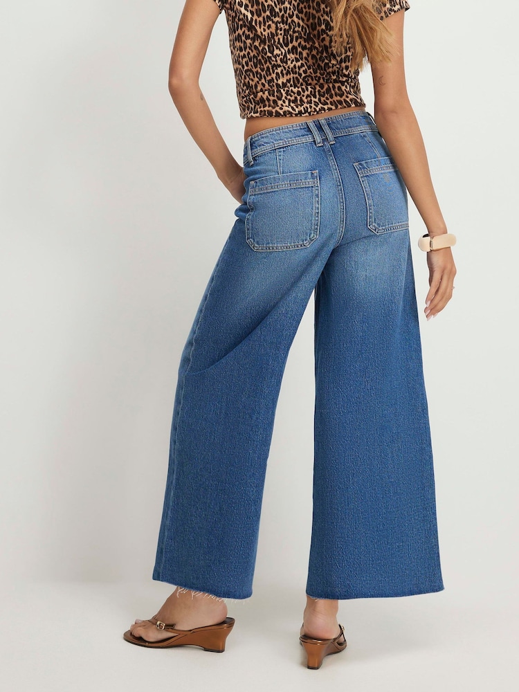 River Island джинсовые брюки-кюлоты с классической посадкой - Изображение 4 4