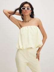 River Island Yellow Sleeveless Bandeau Bubble Hem Top - Image 1 of 4