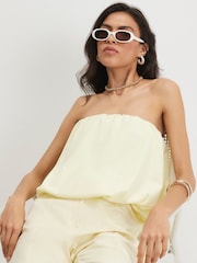 River Island Yellow Sleeveless Bandeau Bubble Hem Top - Image 2 of 4