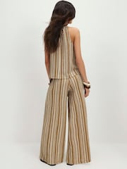 River Island Green Stripe Textured Wide Leg Trousers - Image 4 of 4