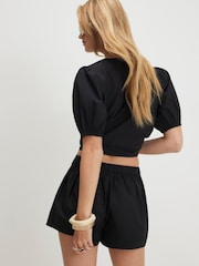 River Island Black Poplin Embroidered Shorts - Image 4 of 4