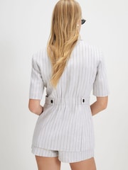 River Island Cream Short Sleeve Stripe Blazer - Image 3 of 4