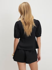 River Island Black Short Sleeve Poplin Drummer Embroidered Top - Image 4 of 4