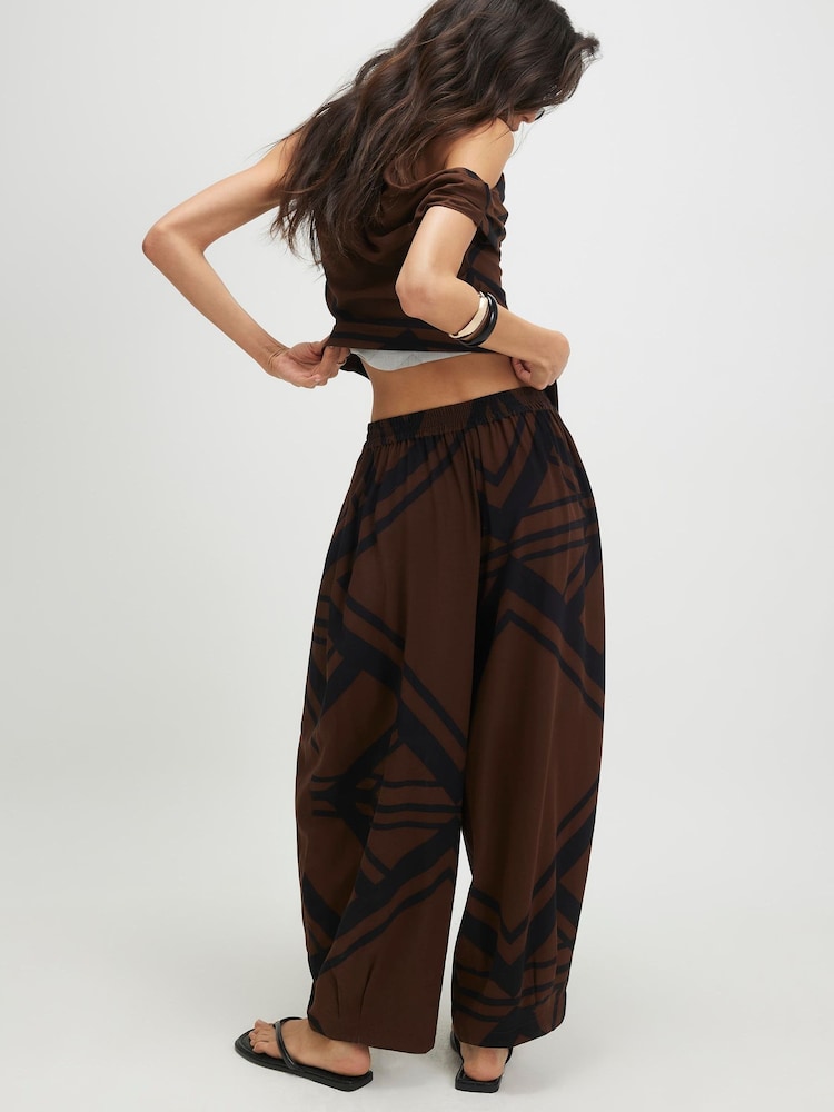 River Island Brown Printed Balloon Leg Trousers - Image 2 of 4