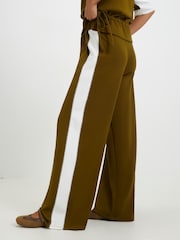 River Island Green Petite Premium Colour Block Wide Leg Trousers - Image 3 of 4