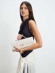 River Island Cream Quilted Clutch Bag - Image 1 of 5