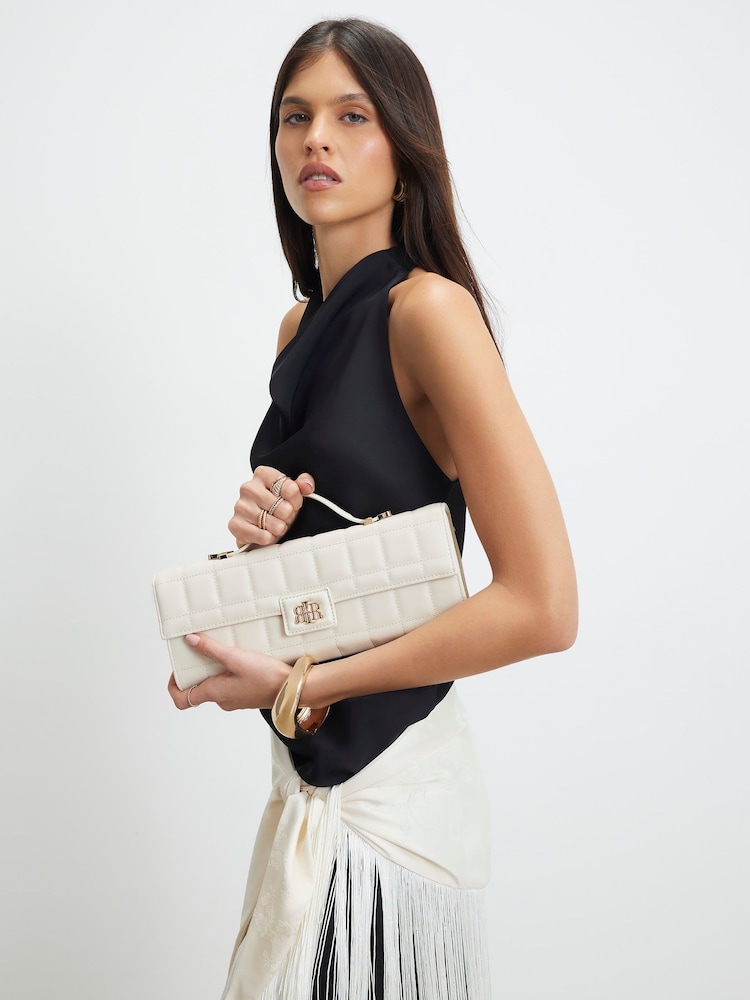 River Island Cream Quilted Clutch Bag - Image 1 of 5