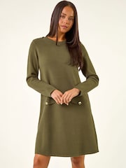 Roman Green Petite Buttoned Knit Dress - Image 1 of 4