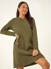 Roman Green Petite Buttoned Knit Dress - Image 2 of 4