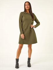 Roman Green Petite Buttoned Knit Dress - Image 3 of 4