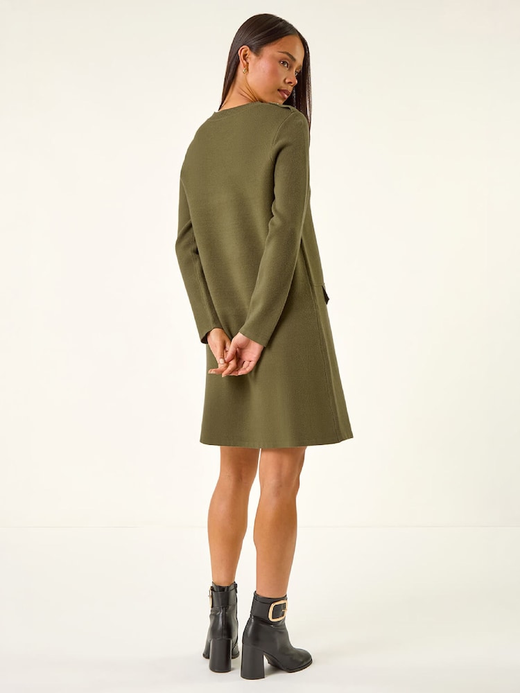 Roman Green Petite Buttoned Knit Dress - Image 4 of 4 Roman Green Petite Buttoned Knit Dress - Image 4 of 4