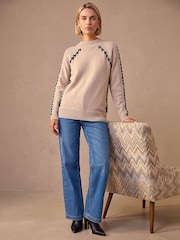 Roman Natural Blanket Stitch Knit Jumper - Image 2 of 4