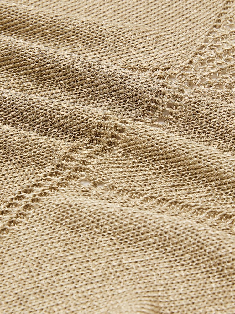Reiss Gold Tamsin Metallic Argyle Open-Knit Top - Image 6 of 6 Reiss Gold Tamsin Metallic Argyle Open-Knit Top - Image 6 of 6