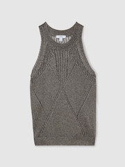 Reiss Gunmetal Maia Textured-Knit Metallic Vest - Image 2 of 6