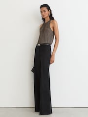 Reiss Gunmetal Maia Textured-Knit Metallic Vest - Image 4 of 6