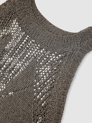 Reiss Gunmetal Maia Textured-Knit Metallic Vest - Image 5 of 6