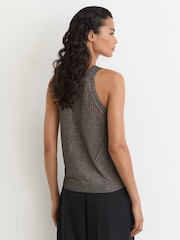 Reiss Gunmetal Maia Textured-Knit Metallic Vest - Image 6 of 6