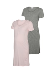 Mamalicious Pink Maternity and Nursing Nighties 2 Pack - Image 1 of 6