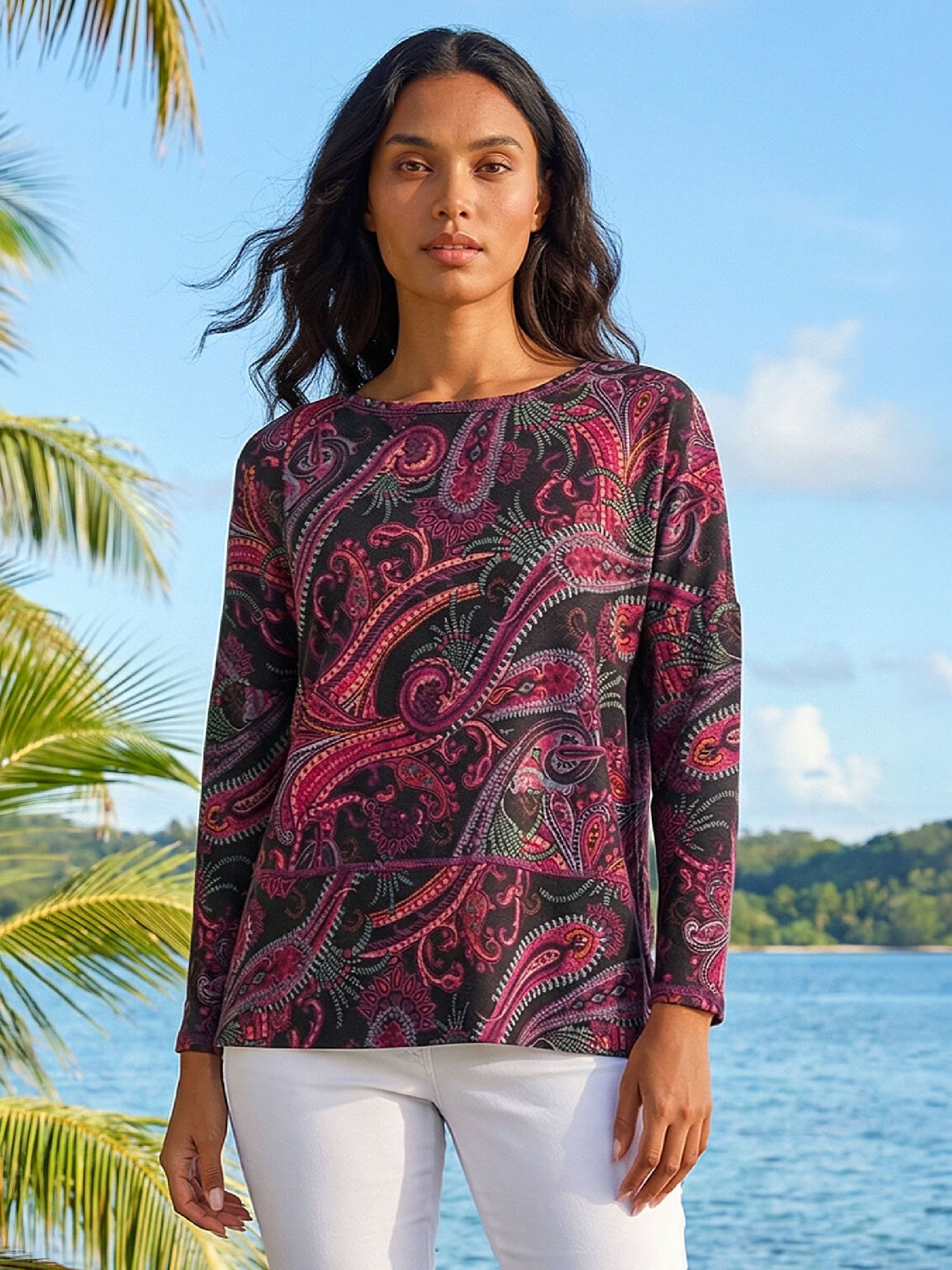 Roman Women's Multi Paisley Print Snit Top Size 20 - Image 3