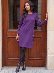 Roman Purple Side Button Detail Swing Dress - Image 1 of 4